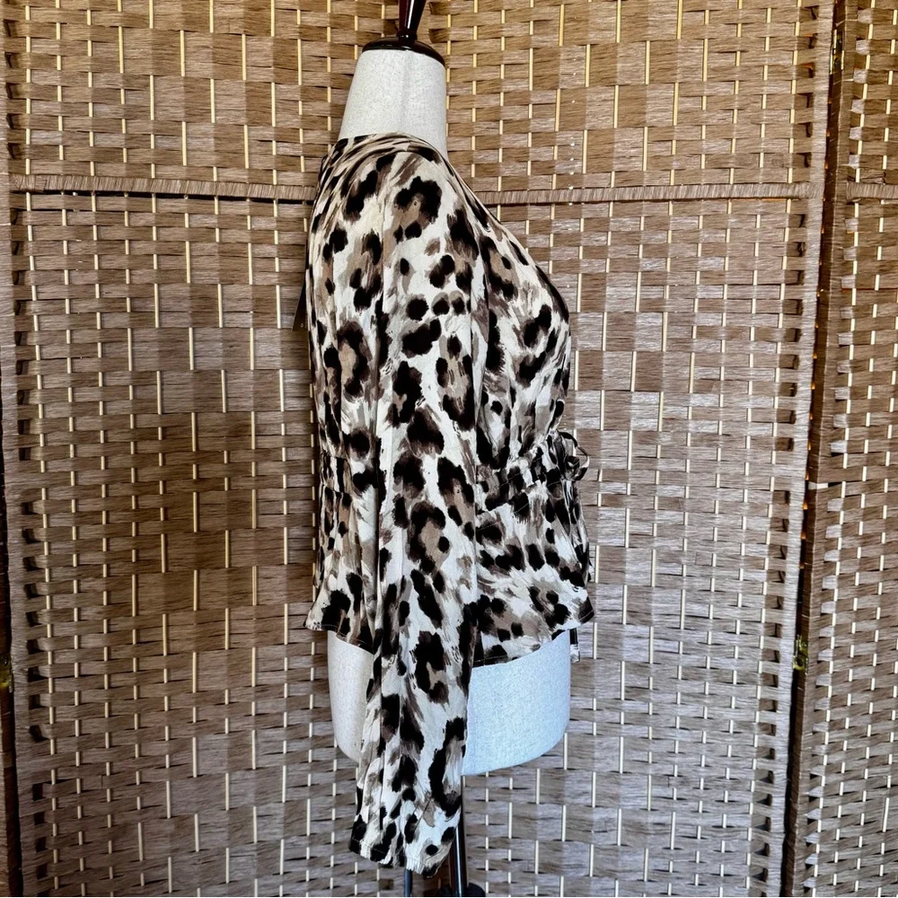 NWT Vero Moda tie front animal print top XL - Picture 5 of 13
